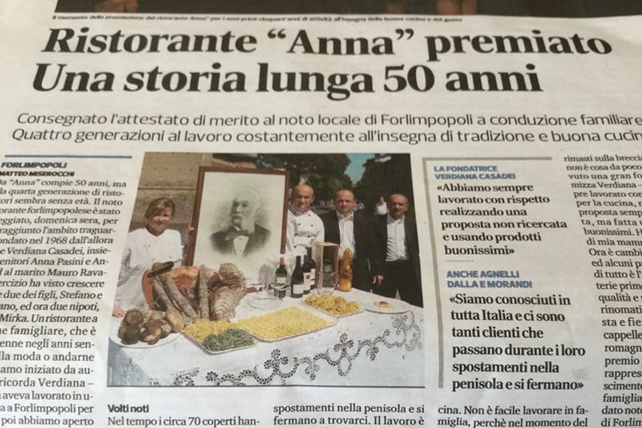 Risorante Anna - Premiazione 50° annivesario
